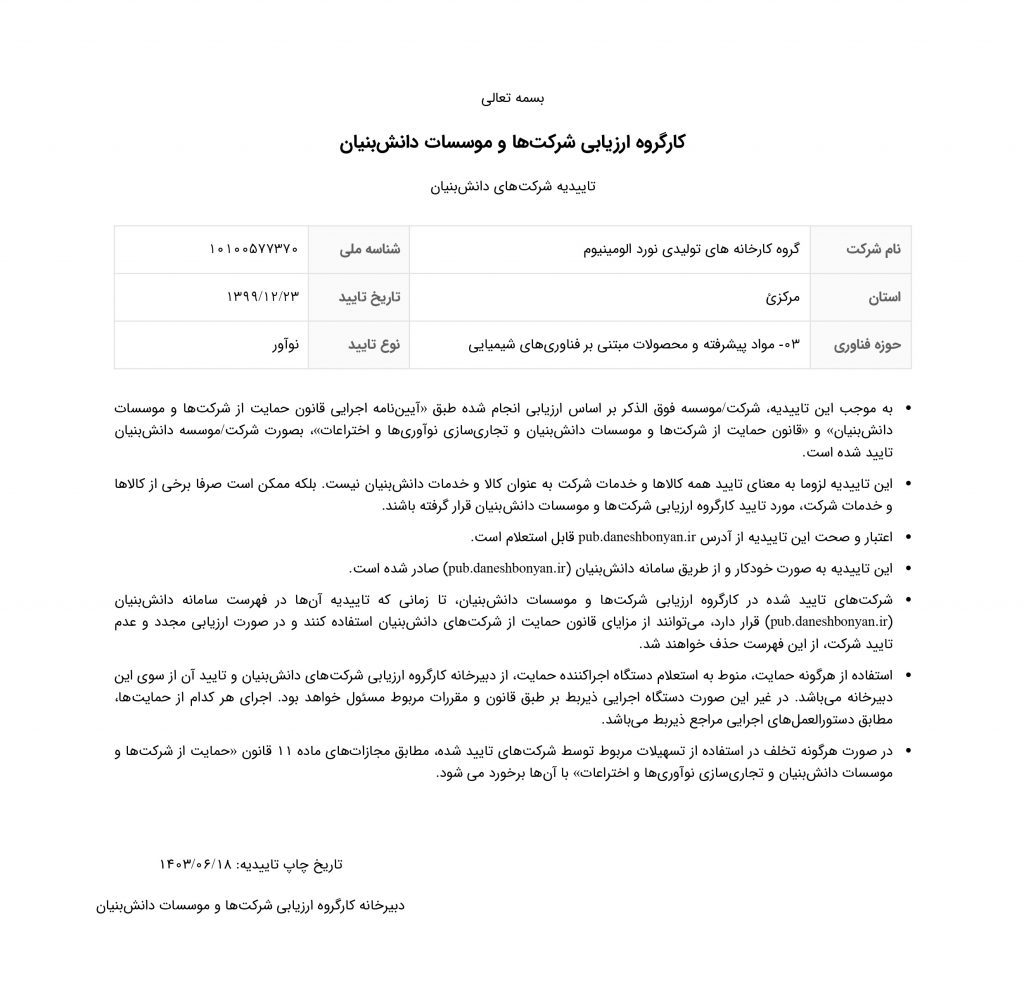 کارگروه ارزیابی شرکت ها و موسسات دانش بنیان